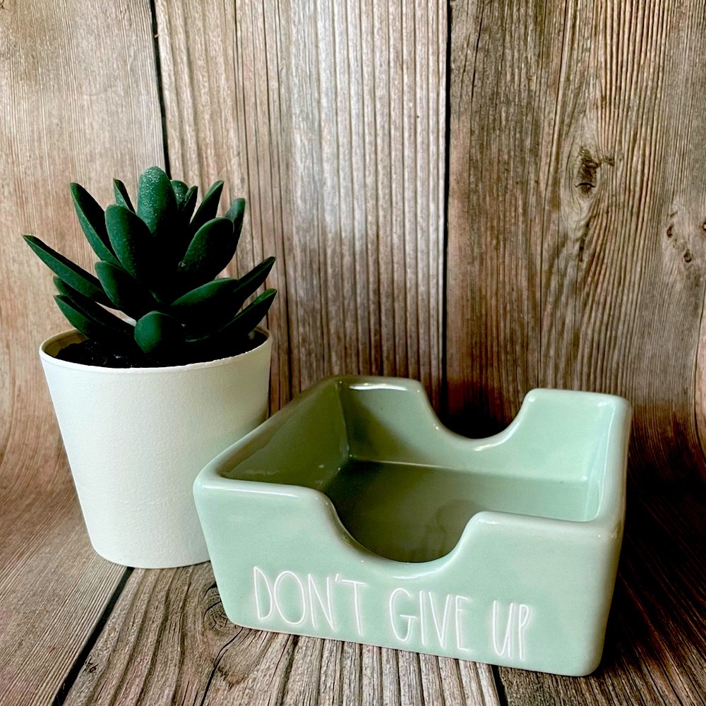 NEW Rae Dunn Post It Note Holder Don’t Give Up Sage Green